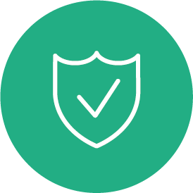 green circle image with a shield and tick in it